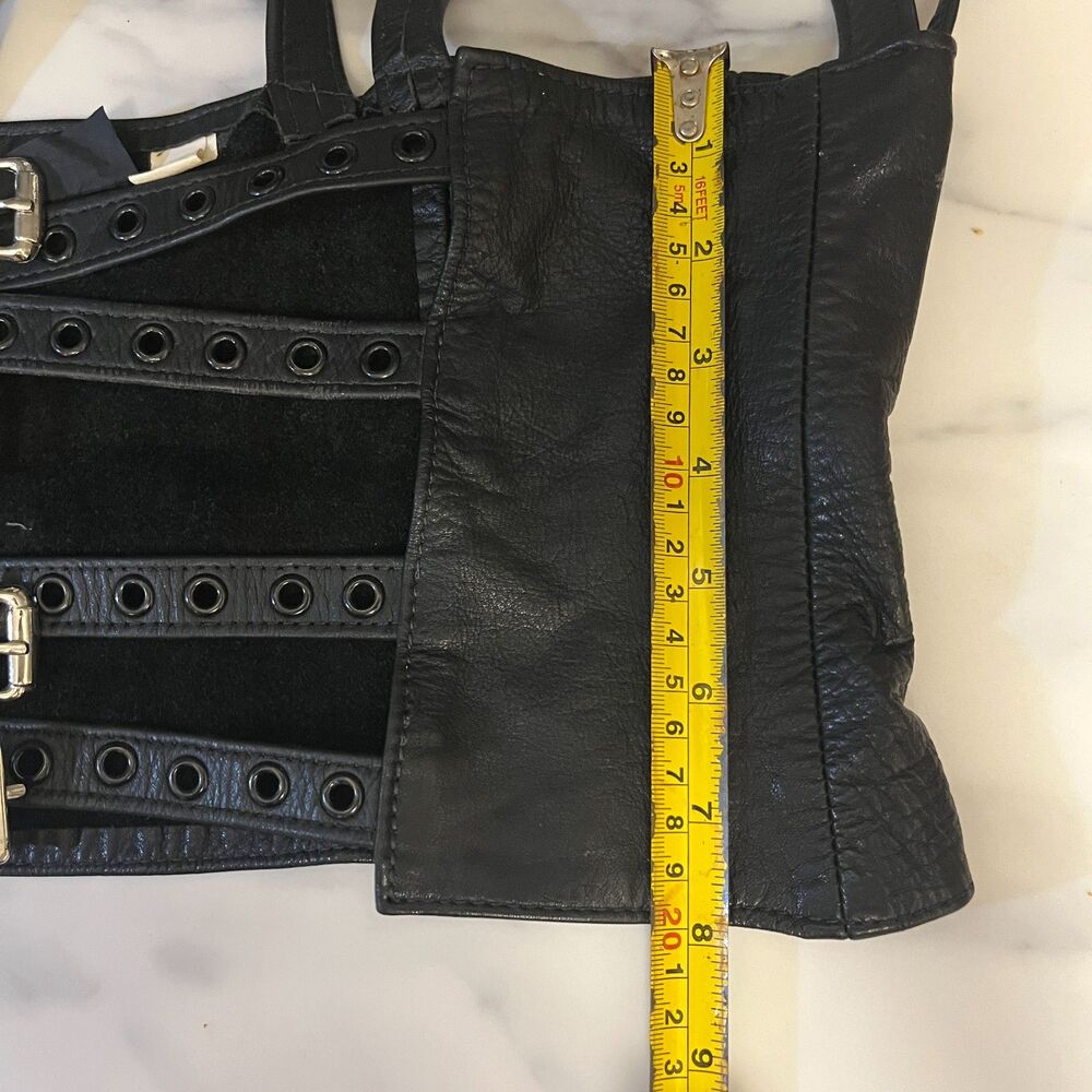 Vintage Leather Under Bust Harness Style Waist Cincher Corset - Y2K Goth Punk - Picture 8 of 9